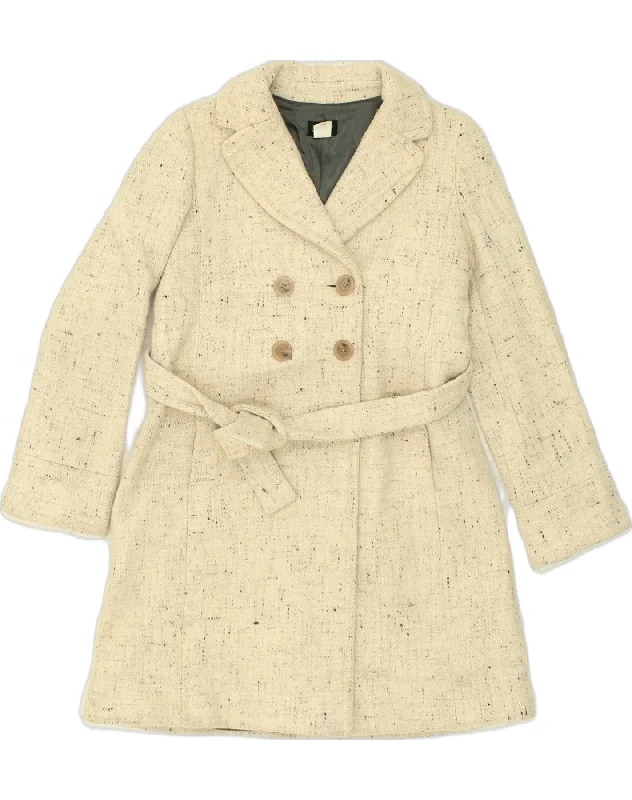 J. CREW Womens Double Breasted Coat US 6 Medium Off White Flecked Wool