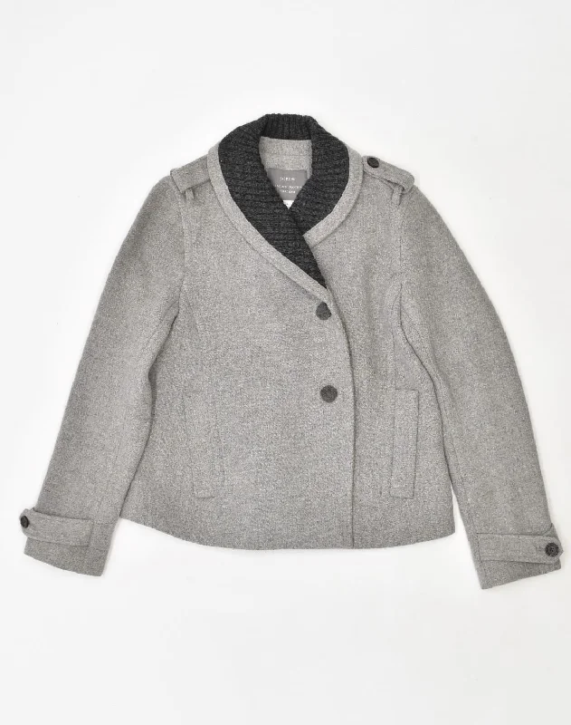 J. CREW Womens Pea Coat US 4 Small Grey Wool