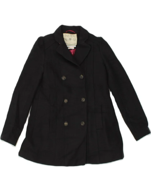 JACK WILLS Womens Double Breasted Coat UK 10 Small Navy Blue Wool