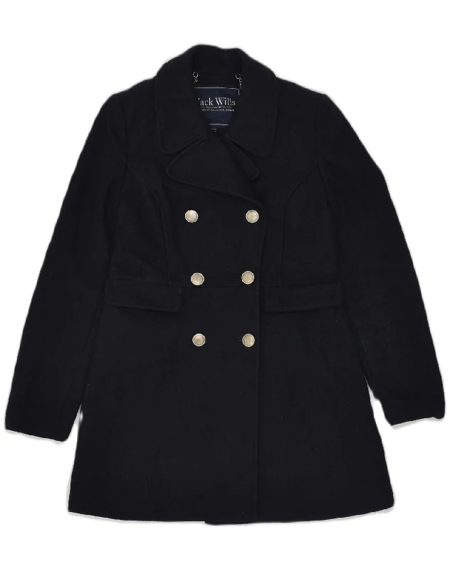 JACK WILLS Womens Pea Coat UK 10 Small  Navy Blue Wool