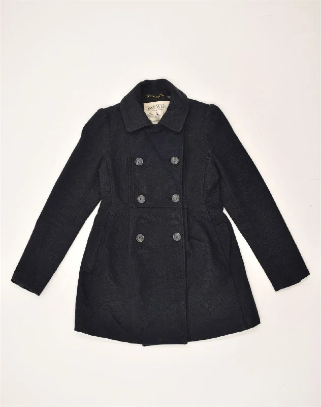 JACK WILLS Womens Pea Coat UK  8 Small Navy Blue Polyester