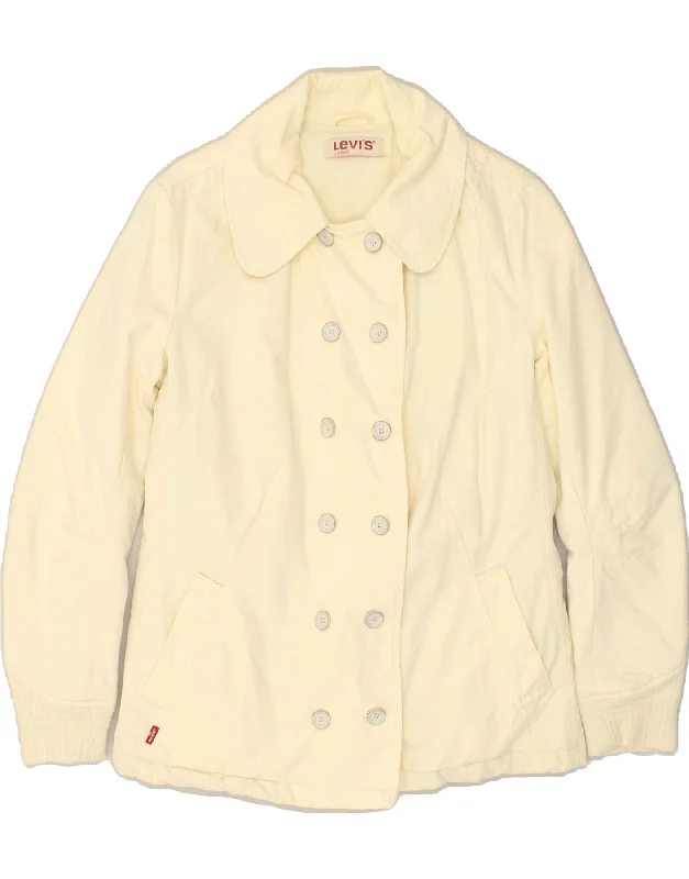 LEVI'S Womens Double Breasted Coat UK 16 Large Beige Cotton