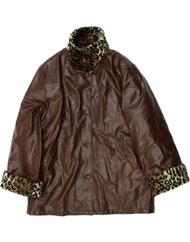 LYBIDO Womens Coat UK 18 XL Brown Polyvinyl