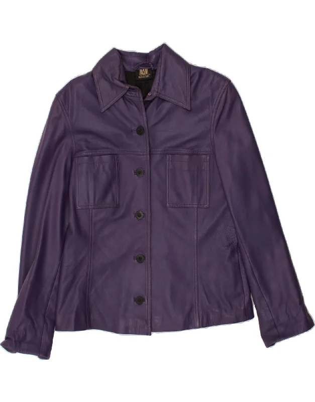 MADELEINE Womens Leather Jacket UK 14 Medium Purple Leather