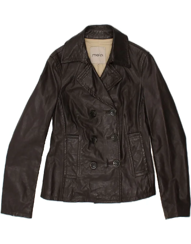 MALO Womens Leather Jacket IT 42 Medium Brown Leather