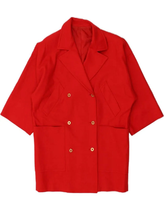 MARELLA Womens 3/4 Sleeve Double Breasted Coat UK 10 Small Red Acetate