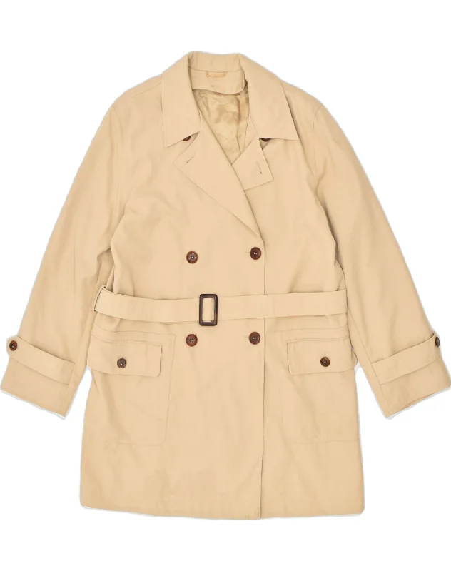 MARELLA Womens Double Breasted Coat UK 14 Large Beige Polyamide