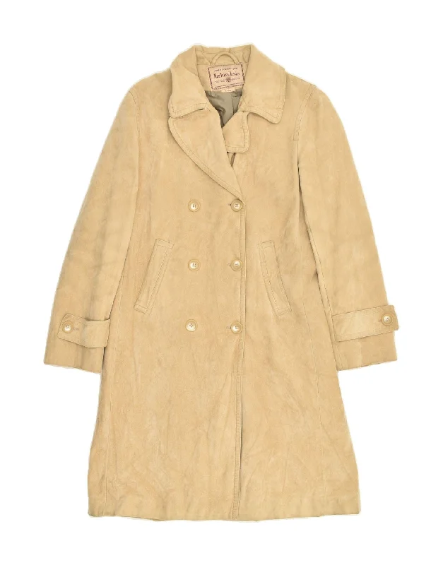 MARLBORO CLASSICS Womens Double Breasted Coat UK 16 Large Beige Cotton