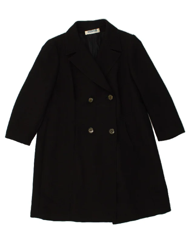 MASKA Womens Double Breasted Coat UK 14 Large Black