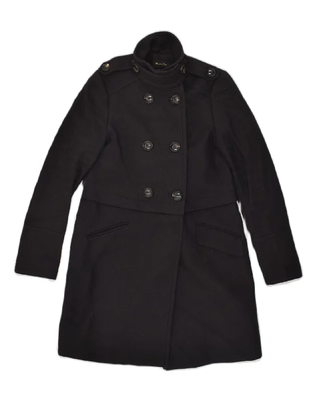 MASSIMO DUTTI Womens Double Breasted Coat EU 38 Medium Black Wool