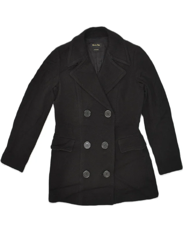 MASSIMO DUTTI Womens Pea Coat EU 40 Medium Black Wool