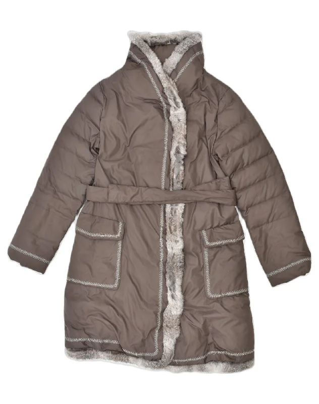 MAX & CO. Womens Padded Coat U 10 Small Brown Polyester