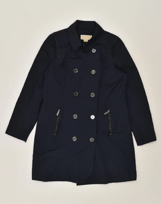 MICHAEL KORS Womens Pea Coat UK 16 Large Navy Blue Cotton