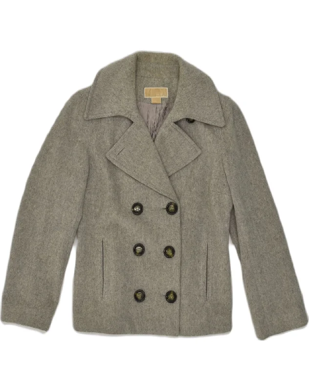 MICHAEL KORS Womens Pea Coat US 8 Medium Grey Wool