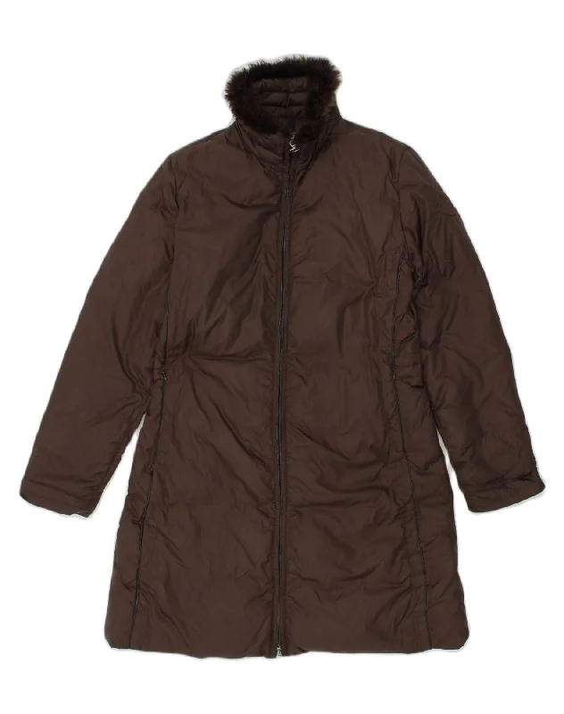 MONCLER Womens Padded Coat Size 4 XL Brown Polyester