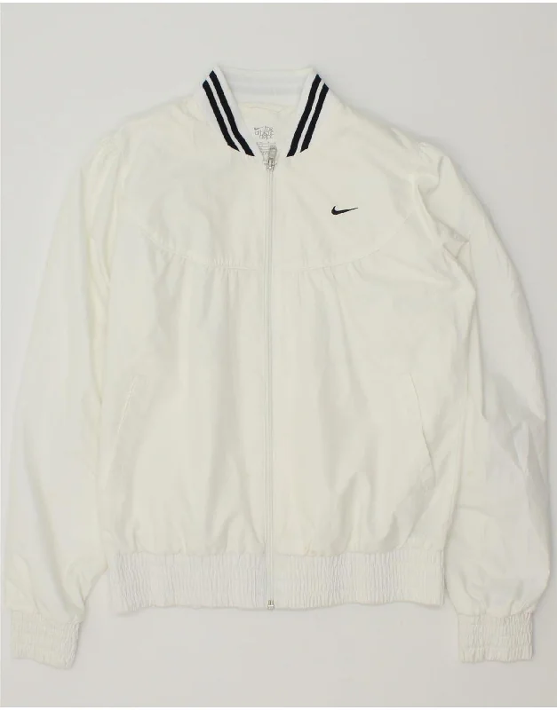 NIKE Womens Bomber Jacket UK 16/18 Large White Polyester