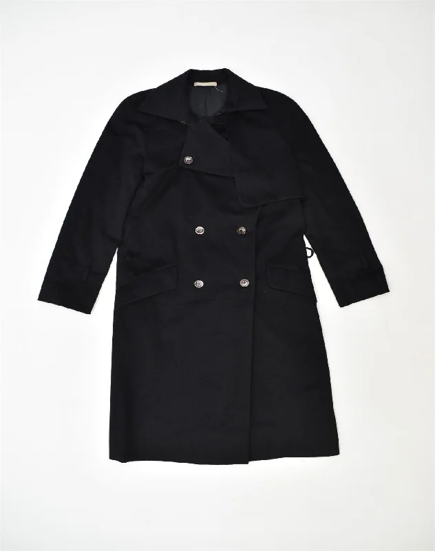 NINA RICCI Womens Double Breasted Coat UK 12  Medium Black Wool