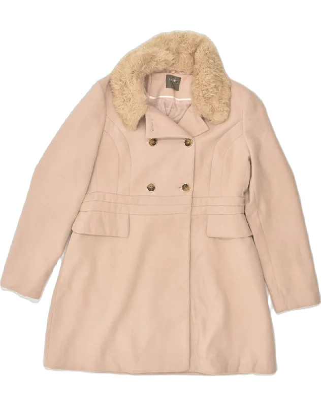 OASIS Womens Double Breasted Coat UK 18 XL Beige Polyester