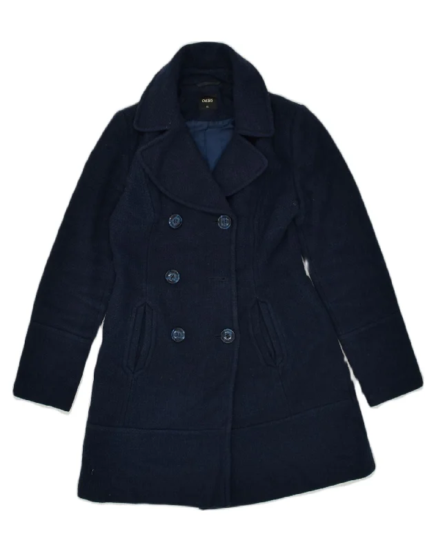 OASIS Womens Double Breasted Coat UK 6 XS Navy Blue Wool