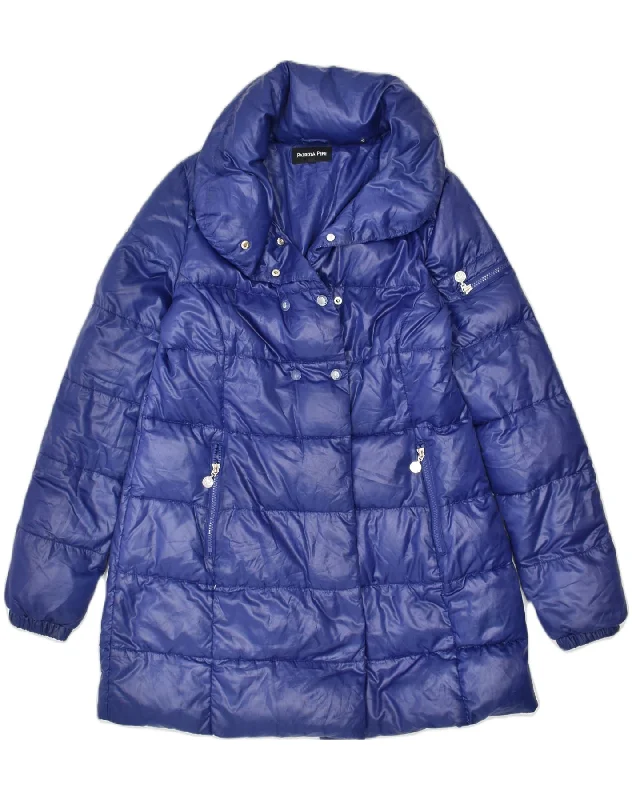 PATRIZIA PEPE Womens Double Breasted Padded Coat IT 44 Medium Blue