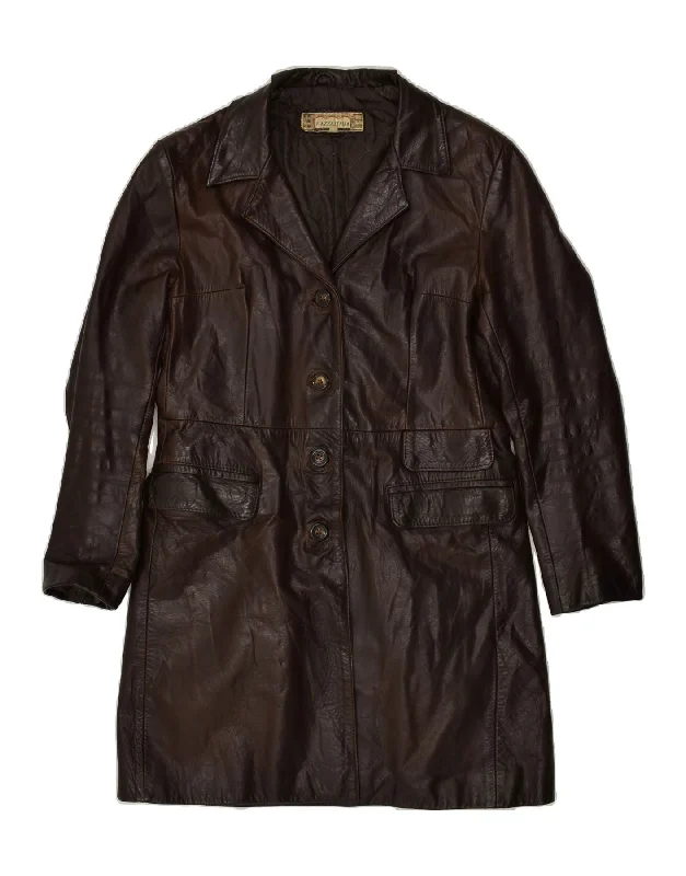 PIAZZA ITALIA Womens Leather Coat IT 44 Medium Brown Leather