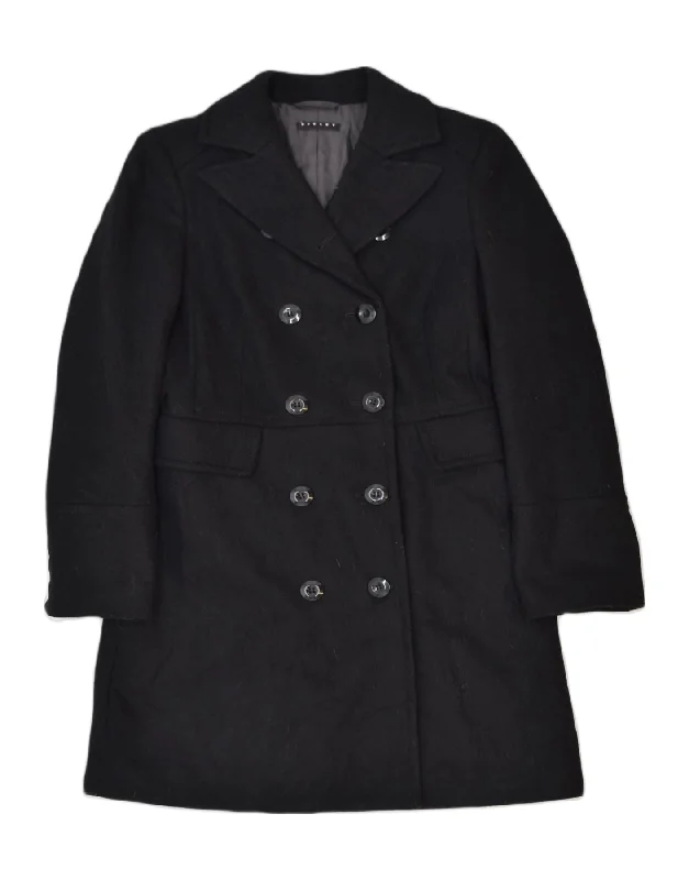 SISLEY Womens Chesterfield Coat IT 38 XS Black Wool