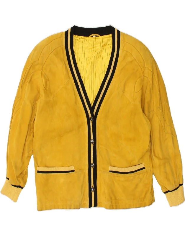 SMALBY Womens Suede Jacket IT 42 Medium Yellow