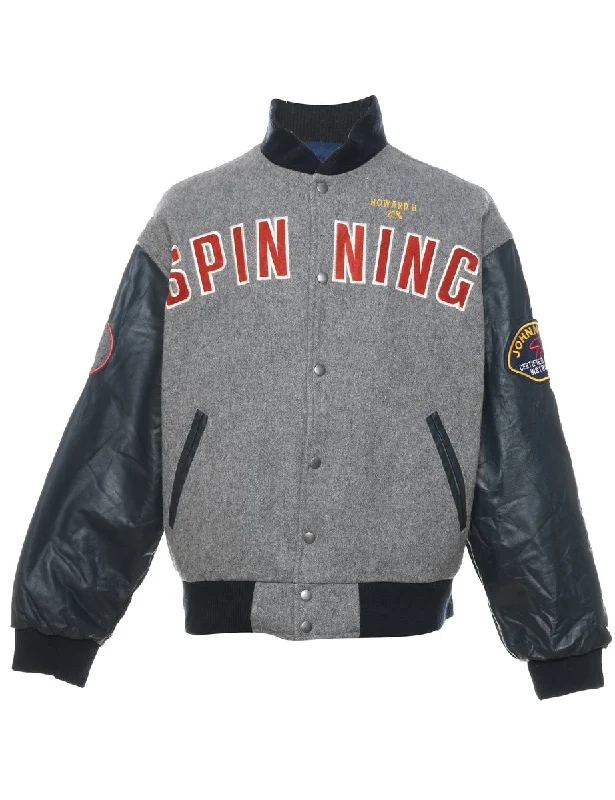 Spinning Team Multi-Colour Embroidered Varsity Jacket - L