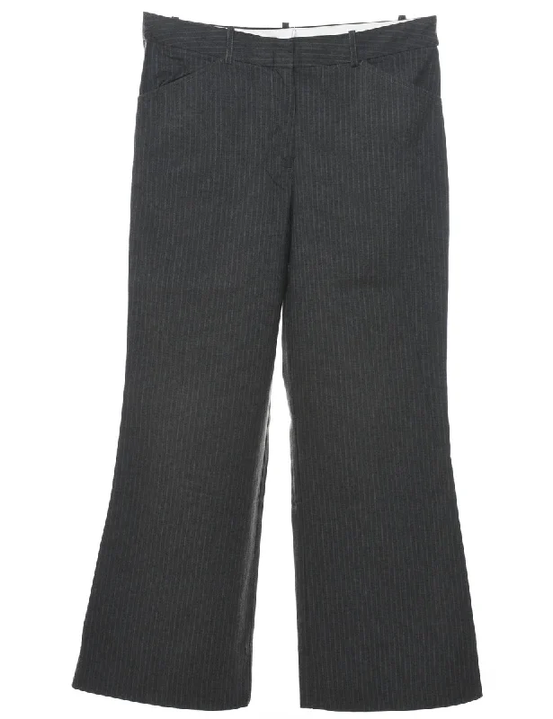 Striped Dark Grey Classic Trousers - W32 L29