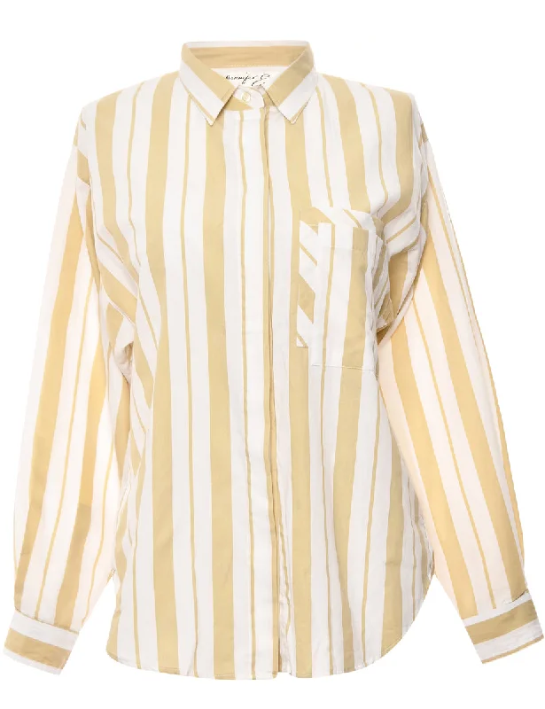 Striped Light Brown Blouse - M