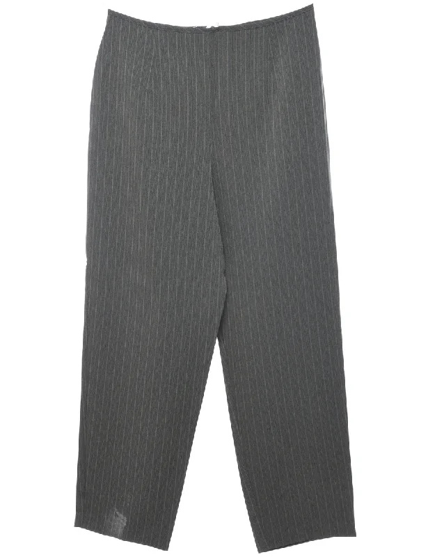 Striped Pattern Grey High Waist Trousers - W30 L29