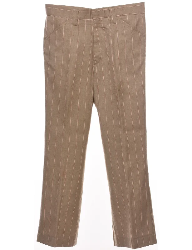 Striped Pattern Light Brown Trousers - W33 L30