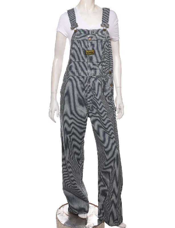 Striped Pattern Navy & White Dungarees - W36 L32