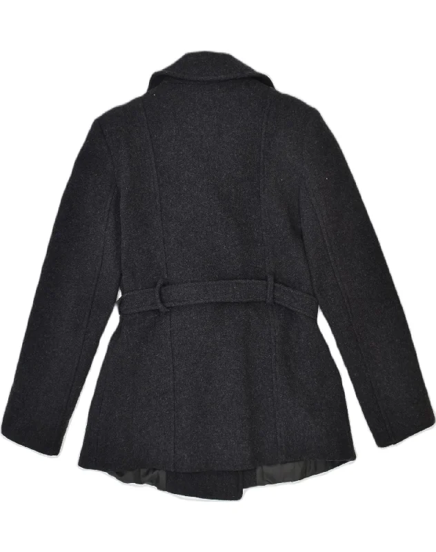 TERRANOVA Womens Belted Pea Coat IT 44 Medium Grey Wool