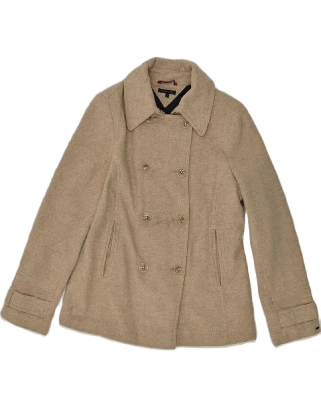 TOMMY HILFIGER Womens Pea Coat UK 18 XL Beige Wool