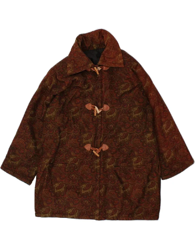 VINTAGE Womens Duffle Jacket UK 18 XL Brown Paisley