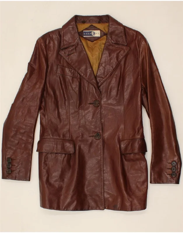 VINTAGE Womens Leather Jacket UK 14 Medium Brown Leather