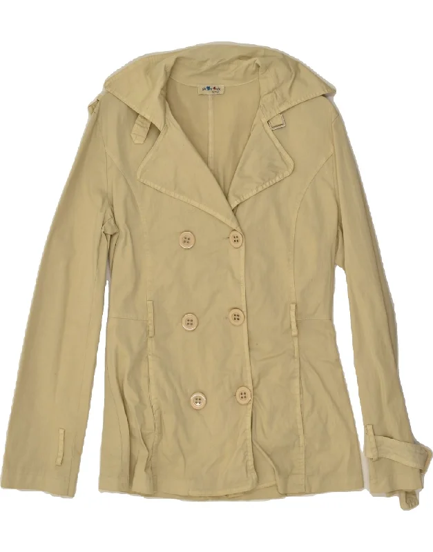 VINTAGE Womens Pea Coat UK 10 Small Beige