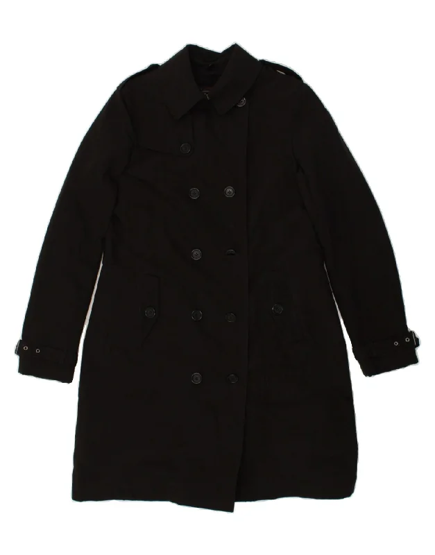 WOOLRICH Womens Double Breasted Coat UK 10 Small Black Polyester