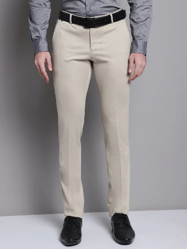 Men's Formal Flat front Fawn  Trousers