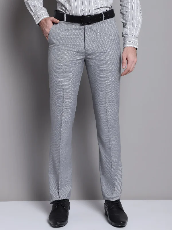 Men's Formal Flat front Grey  Trousers