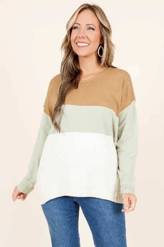 Colorblock Foundations Sweater, Sage