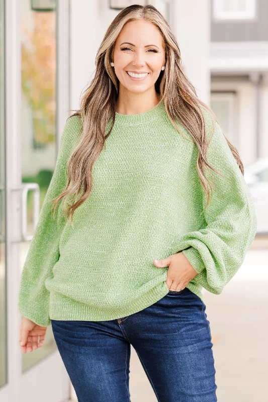 Cozy Bubble Sleeve Sweater, Spring Green