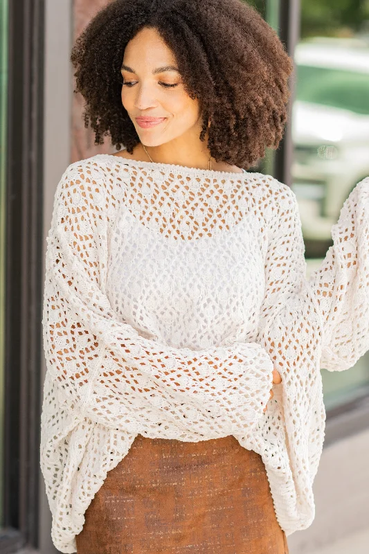 Sweet And Simple Ivory White Chenille Sweater