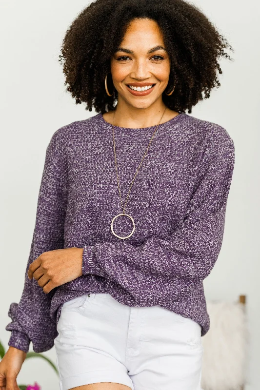 The Slouchy Lilac Gray Bubble Sleeve Sweater