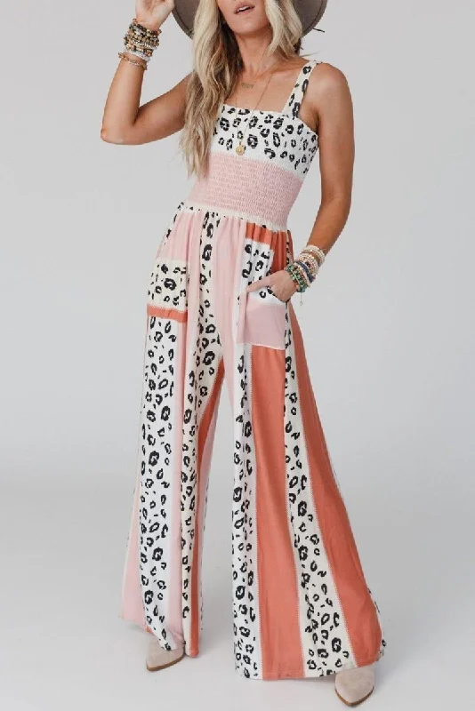 Dazzle Leopard Color Block Jumpsuit